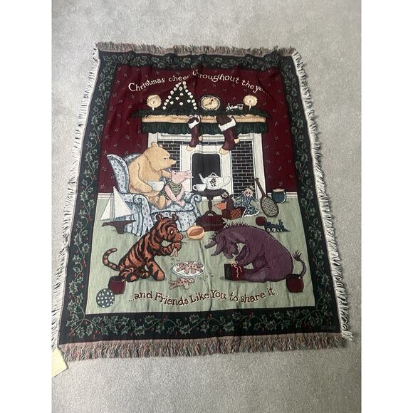 Classic Pooh Christmas Throw Blanket Cheer Throughout the Year Poohs Friends New - Picture 1 of 10